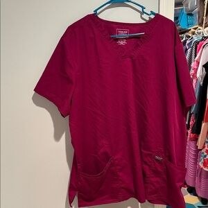 Cherokee Burgundy Scrub Top
